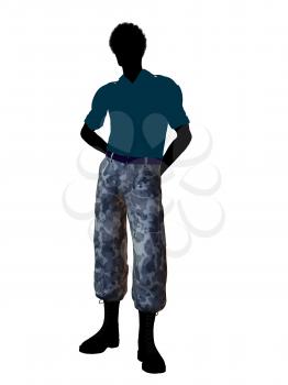 Royalty Free Clipart Image of a Man in Camouflage Pants