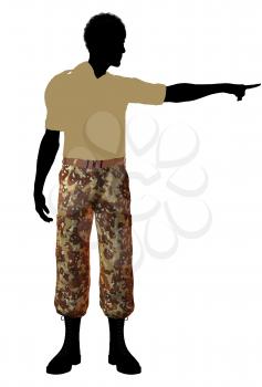 Royalty Free Clipart Image of a Soldier in Camouflage Pants