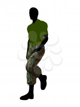 Royalty Free Clipart Image of a Man Wearing Camouflage Pants