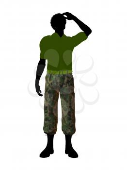 Royalty Free Clipart Image of a Man in Camouflage Pants