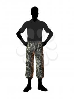 Royalty Free Clipart Image of a Man in Camouflage Pants