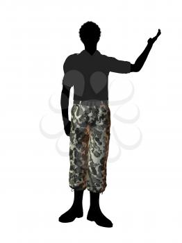 Royalty Free Clipart Image of a Man in Camouflage Pants