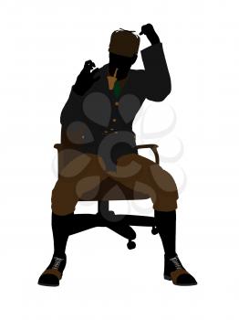 Royalty Free Clipart Image of a Man in a Chair Smoking a Pipe