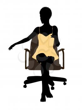 Royalty Free Clipart Image of a Woman in Lingerie Sitting on a Chair