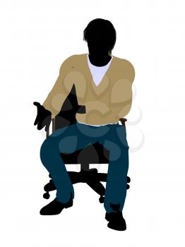 Royalty Free Clipart Image of a Man in a Chair