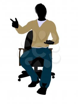 Royalty Free Clipart Image of a Man in a Chair