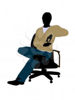 Royalty Free Clipart Image of a Man in a Chair