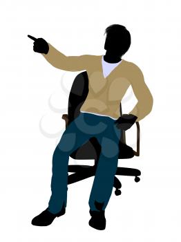 Royalty Free Clipart Image of a Man in a Chair