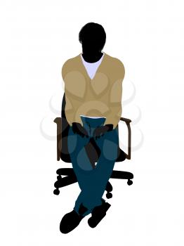 Royalty Free Clipart Image of a Man in a Chair