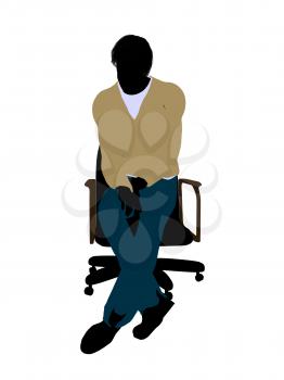 Royalty Free Clipart Image of a Man in a Chair