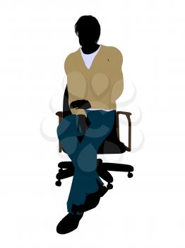 Royalty Free Clipart Image of a Man in a Chair