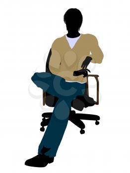 Royalty Free Clipart Image of a Man in a Chair