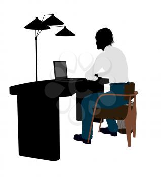 Royalty Free Clipart Image of a Man at a Desk