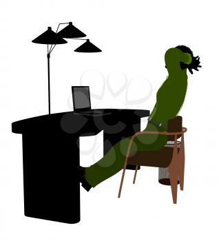 Royalty Free Clipart Image of a Man at a Desk