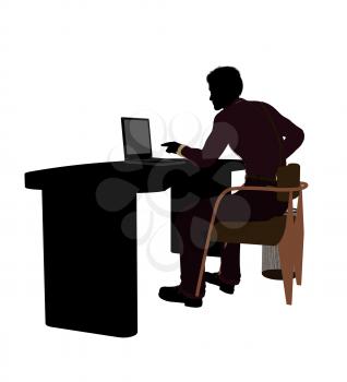 Royalty Free Clipart Image of a Man at a Desk