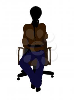 Royalty Free Clipart Image of a Woman in an Office Chair