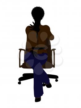 Royalty Free Clipart Image of a Woman in an Office Chair