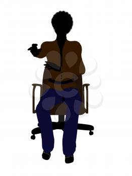 Royalty Free Clipart Image of a Woman in an Office Chair