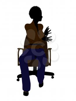 Royalty Free Clipart Image of a Woman in an Office Chair