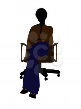 Royalty Free Clipart Image of a Woman in an Office Chair