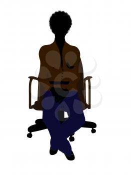 Royalty Free Clipart Image of a Woman in an Office Chair