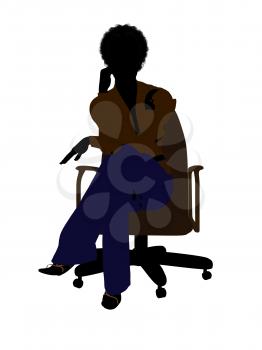 Royalty Free Clipart Image of a Woman in an Office Chair