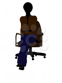 Royalty Free Clipart Image of a Woman in an Office Chair