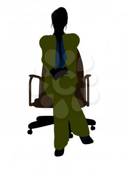 Royalty Free Clipart Image of a Woman Sitting in a Chair