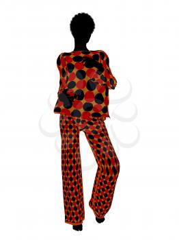 Royalty Free Clipart Image of a Woman in Pyjamas