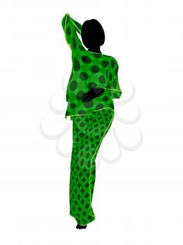 Royalty Free Clipart Image of a Woman in Pyjamas