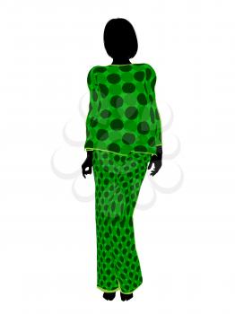 Royalty Free Clipart Image of a Woman in Pyjamas