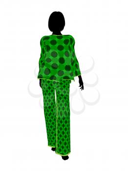 Royalty Free Clipart Image of a Woman in Pyjamas