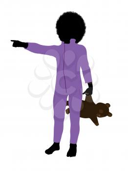 Royalty Free Clipart Image of a Little Boy With a Teddy Bear