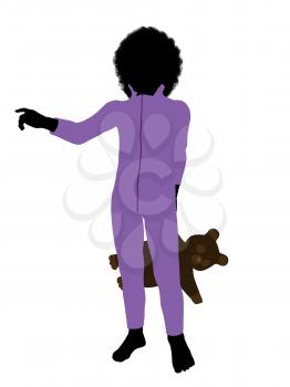 Royalty Free Clipart Image of a Little Boy With a Teddy Bear