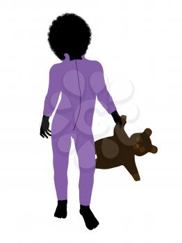 Royalty Free Clipart Image of a Little Boy With a Teddy Bear