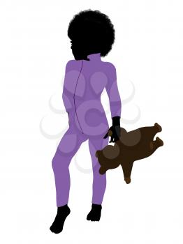 Royalty Free Clipart Image of a Little Boy With a Teddy Bear