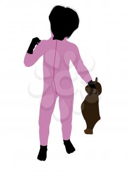 Royalty Free Clipart Image of a Boy With a Teddy Bear