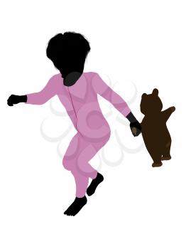 Royalty Free Clipart Image of a Boy With a Teddy Bear