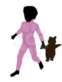 Royalty Free Clipart Image of a Boy With a Teddy Bear