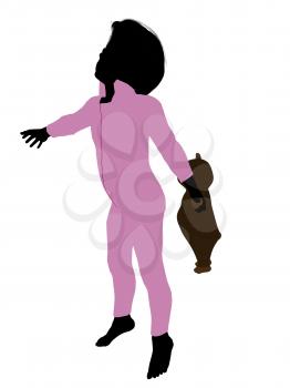 Royalty Free Clipart Image of a Boy With a Teddy Bear