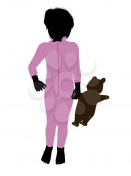 Royalty Free Clipart Image of a Boy With a Teddy Bear