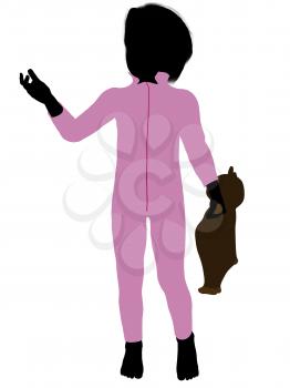 Royalty Free Clipart Image of a Boy With a Teddy Bear