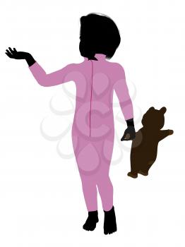 Royalty Free Clipart Image of a Boy With a Teddy Bear