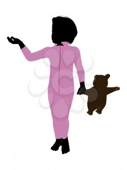 Royalty Free Clipart Image of a Boy With a Teddy Bear