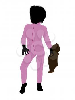 Royalty Free Clipart Image of a Boy With a Teddy Bear