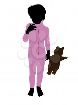 Royalty Free Clipart Image of a Boy With a Teddy Bear