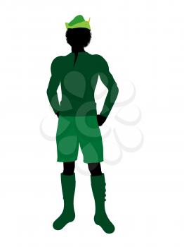 Royalty Free Clipart Image of a Silhouetted Peter Pan