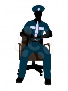 Royalty Free Clipart Image of a Policeman on a Chair