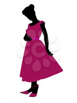 Royalty Free Clipart Image of a Girl in a Prom Dress