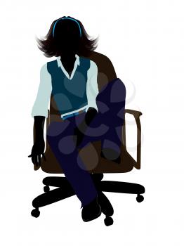 Royalty Free Clipart Image of a Girl in a Chair